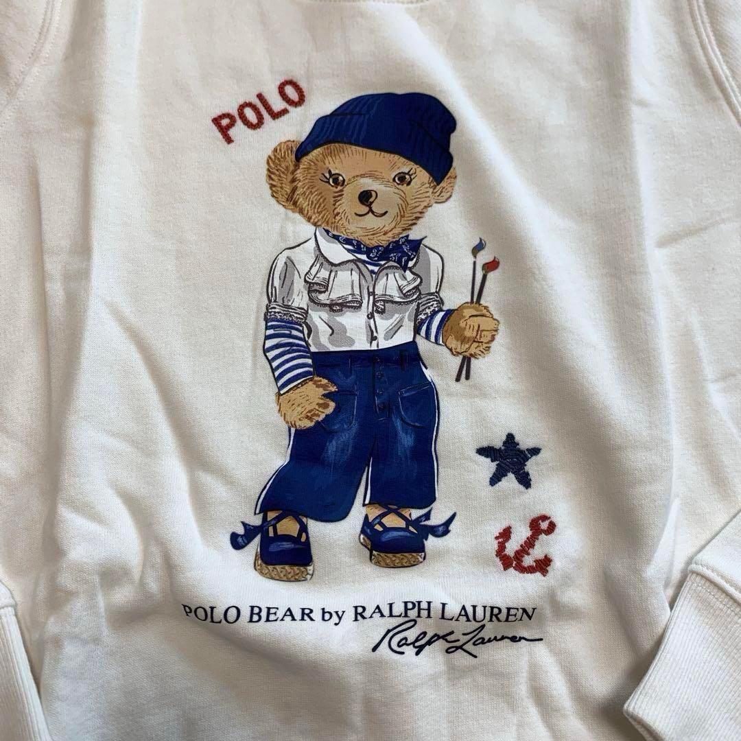 【新品】ラルフローレン ポロベア トレーナー ペイント ホワイト 120