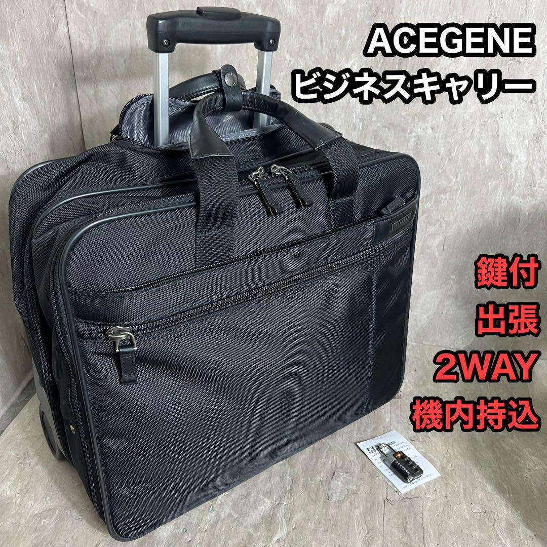 ACEGENE ビジネスバッグ キャリーバッグ 2輪 機内持込可 鍵付 出張