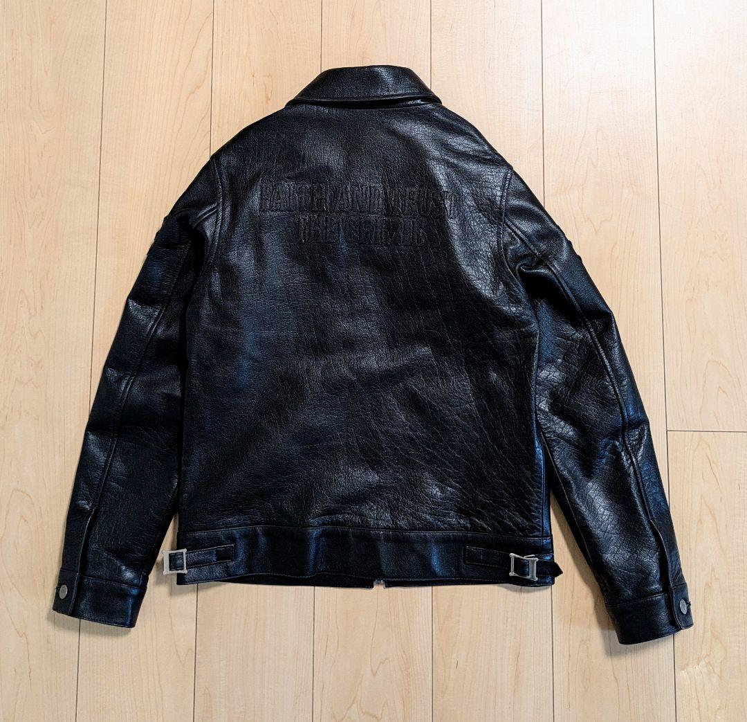 S 良品 THE CRIMIE ライダースジャケット ワッペン ブラック 黒