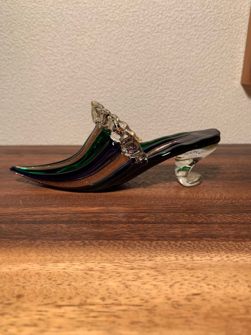 ムラーノガラス ガラスの靴 murano オブジェ サインあり