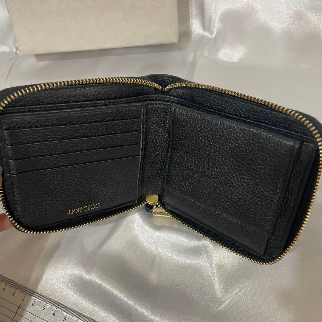 【鑑定済み・美品】JIMMY CHOO ジミーチュウ 星スタッズ 二つ折り財布