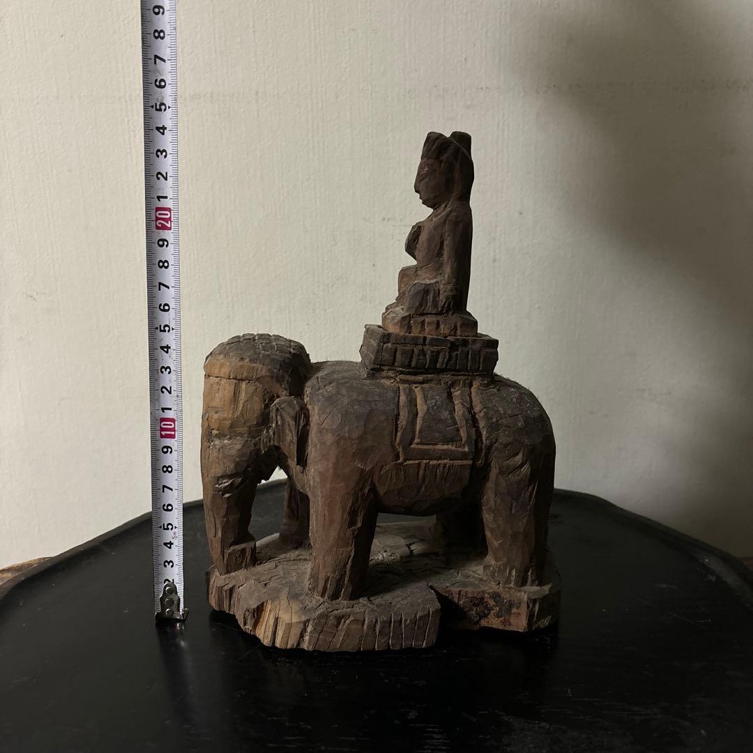 古い木彫　普賢菩薩　仏像　古美術　アンティーク　古道具　骨董　木造　李朝　中国