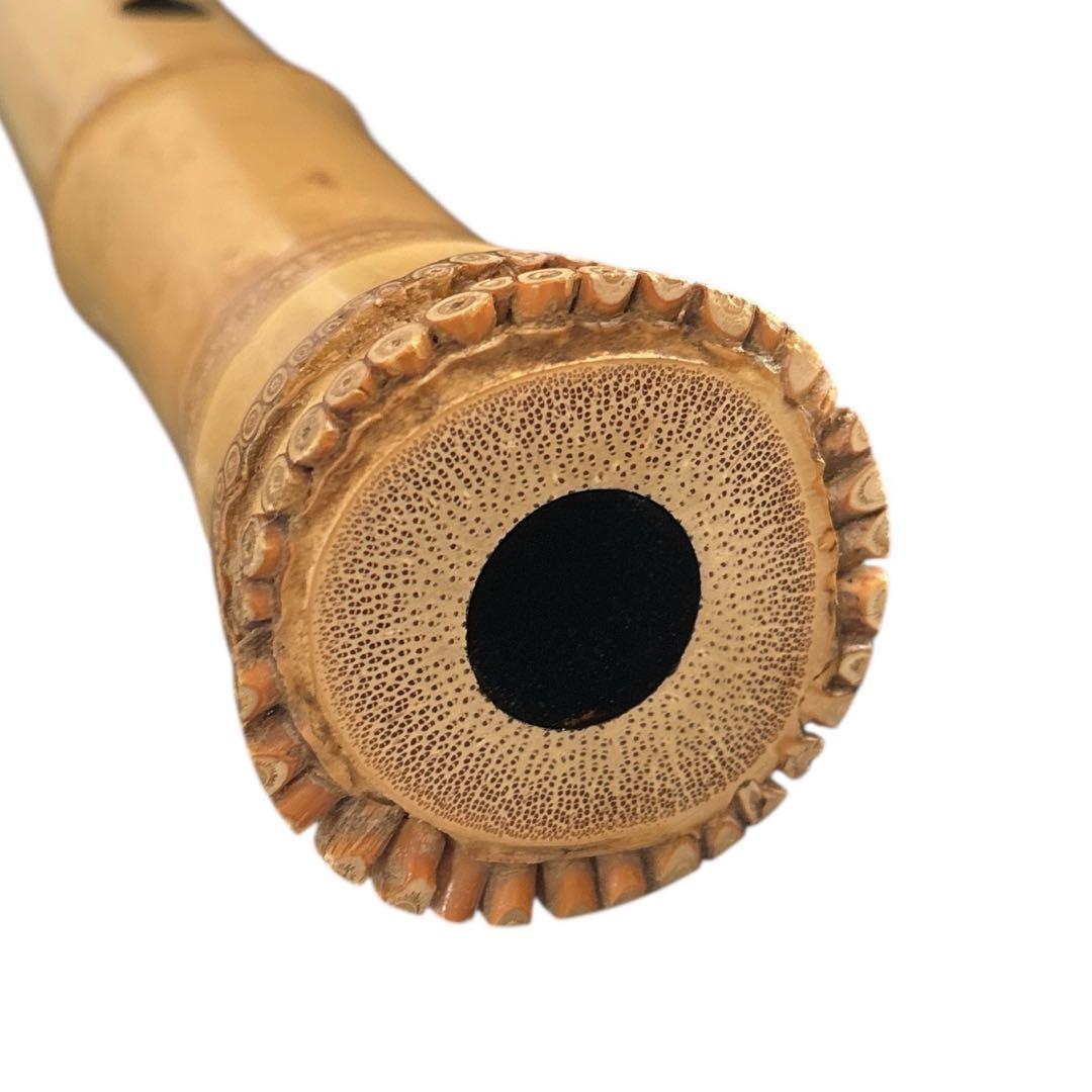 【美品】尺八　琴古流　バチ型　銘あり　竹治　1尺8寸　5孔　和楽器