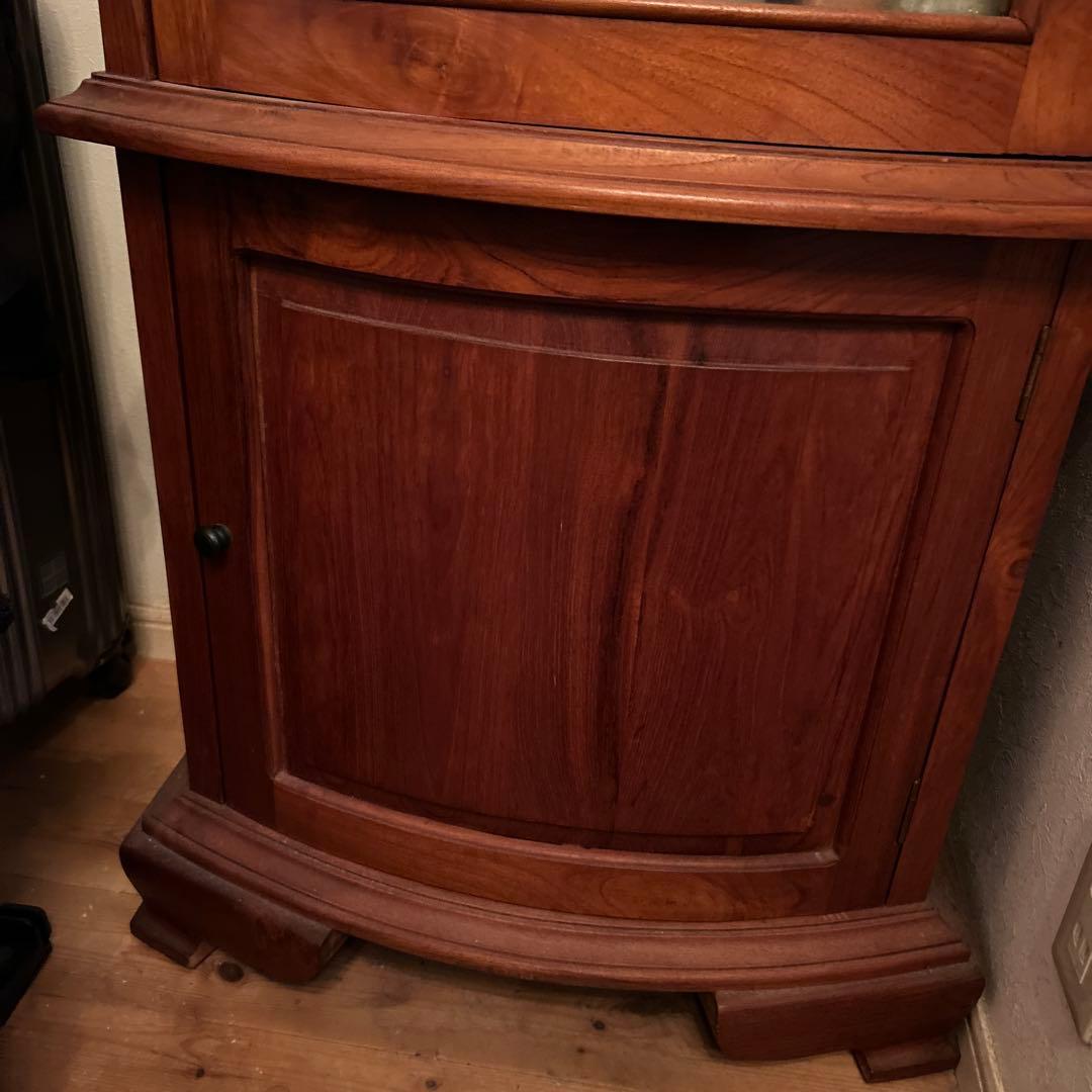 木製コーナーキャビネット ガラス扉付き