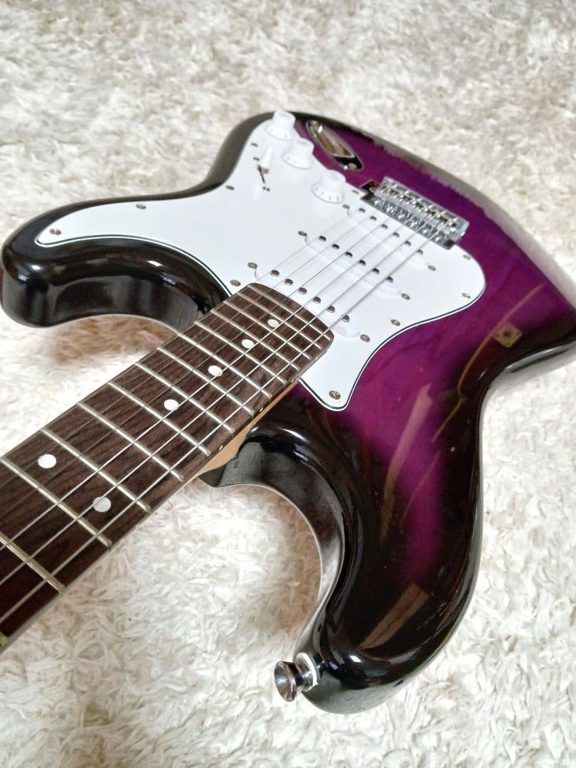 良品 パープル 紫 初心者 ビギナー エレキギター ストラトキャスター