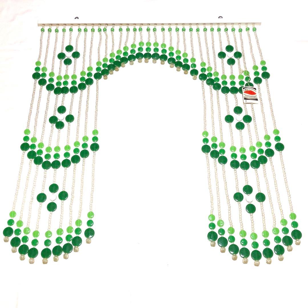 レトロポップ 珠のれん 緑 箱•タグ付き 昭和レトロ 玉ビーズのれんヴィンテージ