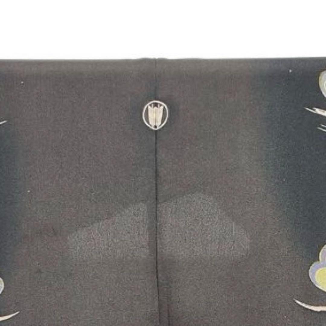 振袖　アンティーク　単衣　貝桶　御所車　花模様　着物　024w