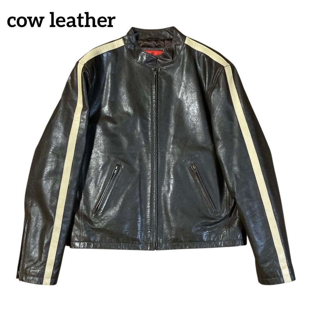 牛革　ライダースジャケット　クラシックレーサーデザイン　ダークブラウン