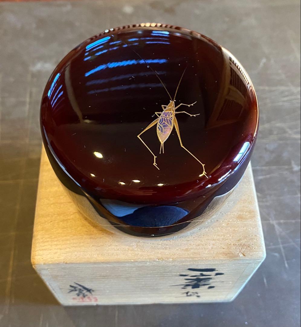 輪島塗　棗　蒔絵・松虫（鈴虫）　　　　鈴谷鐵五郎作 ・茶道具　ヴィンテージ　レア