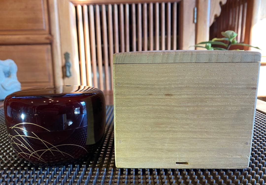 輪島塗　棗　蒔絵・松虫（鈴虫）　　　　鈴谷鐵五郎作 ・茶道具　ヴィンテージ　レア