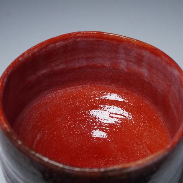 八代 吉向十三軒　赤茶碗　共箱　茶道具　抹茶碗　楽焼