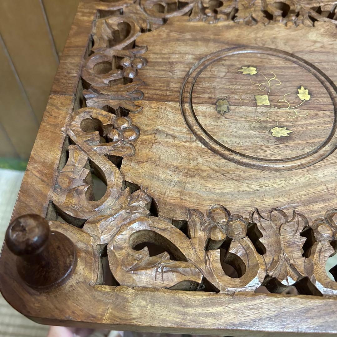 インド製 サイドテーブル ナイトテーブル　飾り台 花台 輸入家具 アンティーク