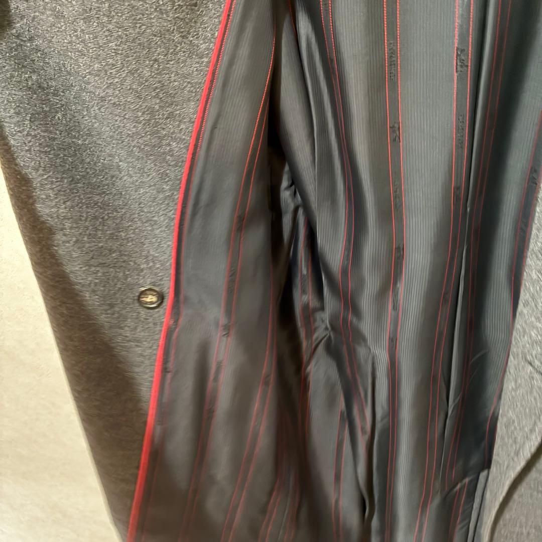 HERMÈS エルメス ダークグレー ロングコート 38 チェスターコート