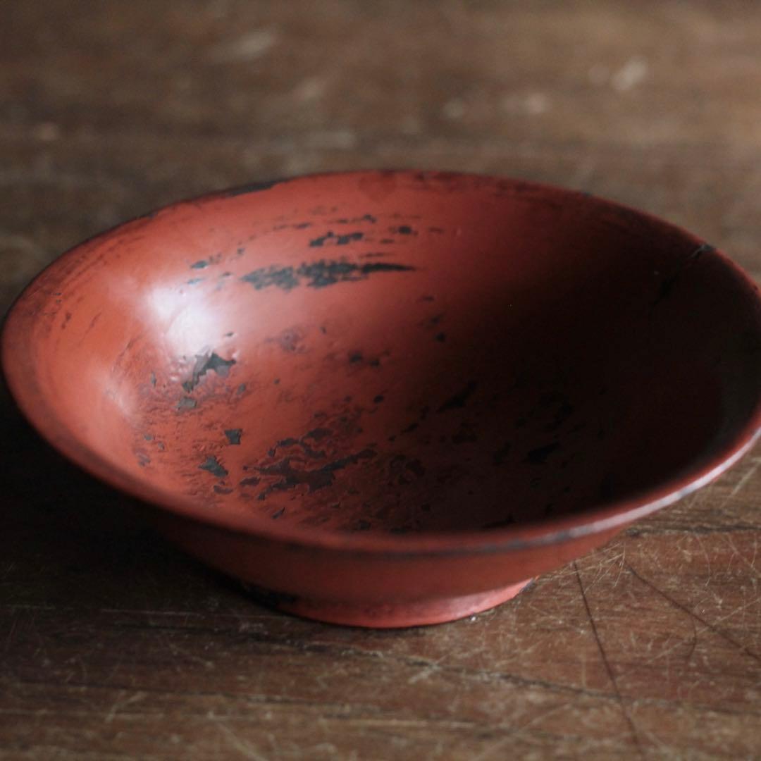 朱塗り 小椀 平盃 盃 小鉢 酒器 漆器 古美術 古道具 アンティーク No.1