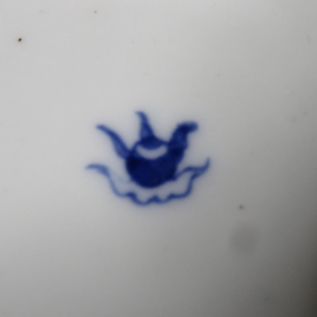 向付 3客 染付 色絵付 花唐草 角向付 窯傷 歪み