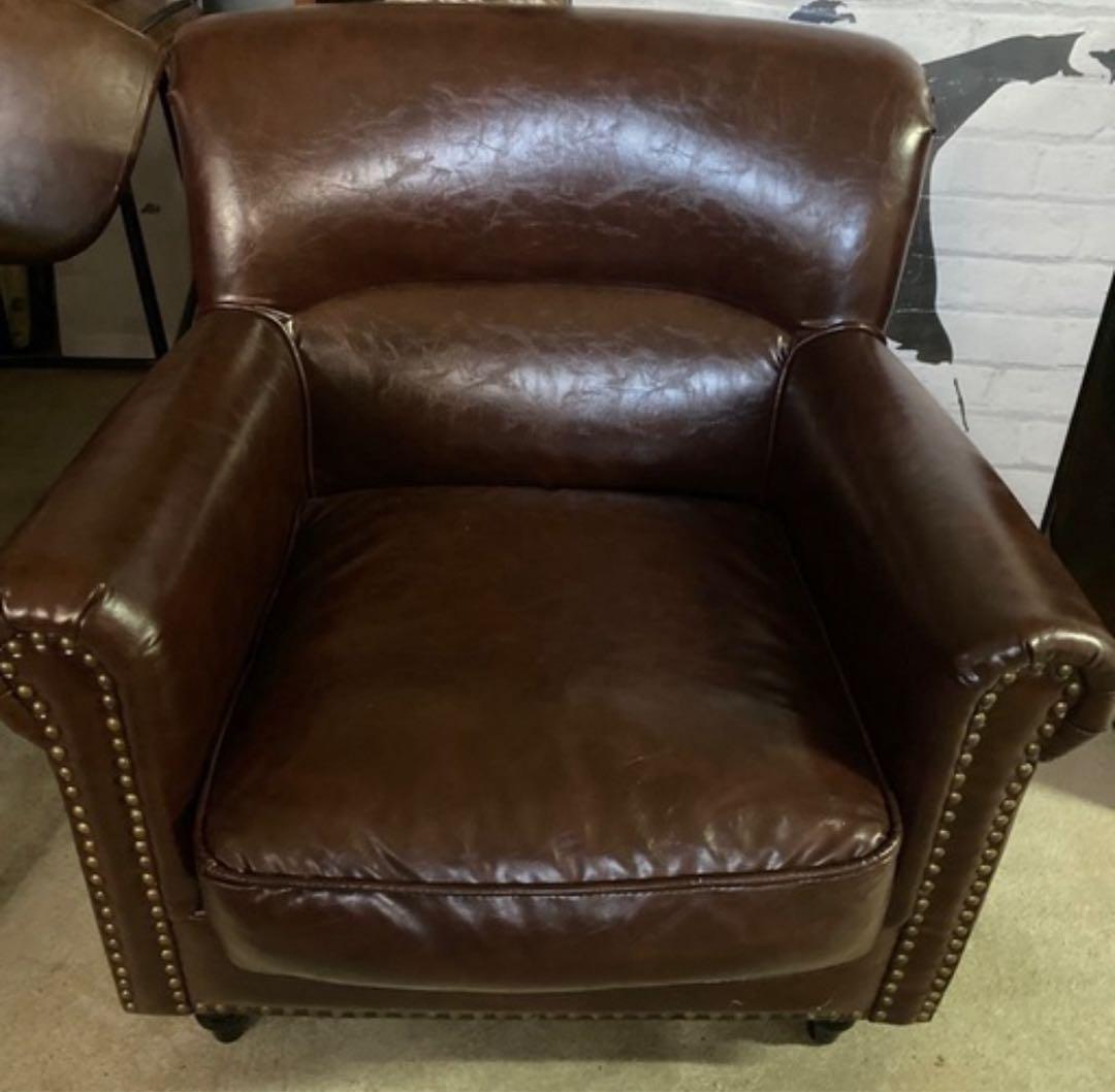 チェスターフィールド ブラウン PUレザー VINCENT 1人掛けソファ