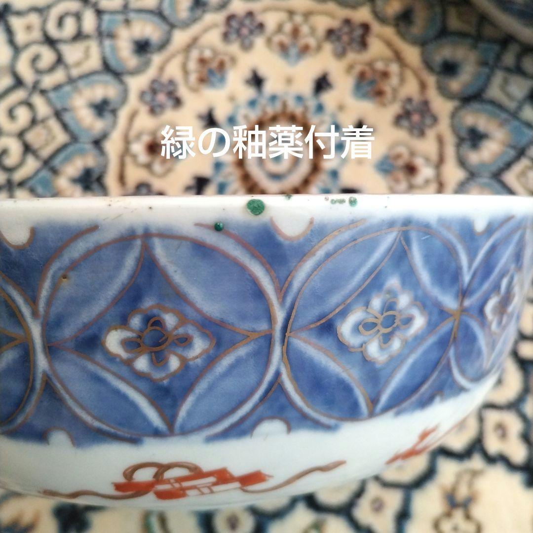 時代 色絵 三組 鉢 骨董 江戸 アンティーク 雪輪 古伊万里 大聖寺伊万里
