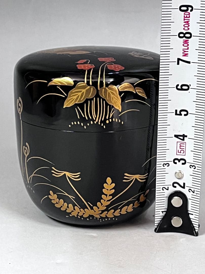 E571 棗　利休形中棗　了々斎好蒔絵　螺鈿　春野棗　茶入　抹茶　茶道具　茶器