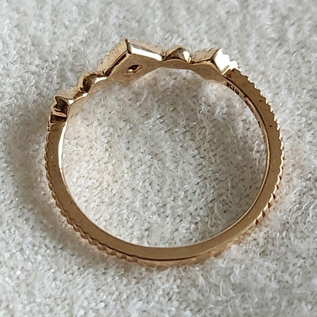 『豆福』ダイヤモンド♡1号【エテ】K10 スクエア ピンキーリング♪