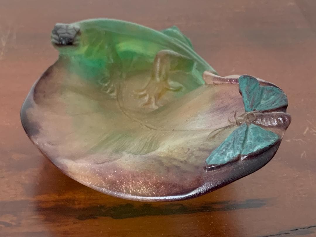 ✨SALE✨硝子製蜥蜴トレー(オブジェ)　アンティークドーム・ナンシー　フランス