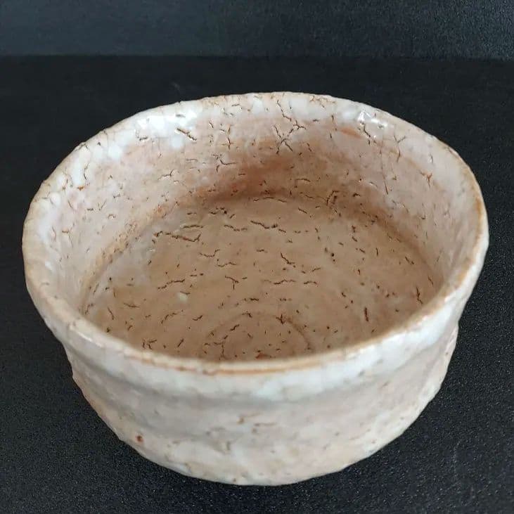 萩焼　抹茶茶碗　茶道具　宇田川聖谷造 　淡いベージュ