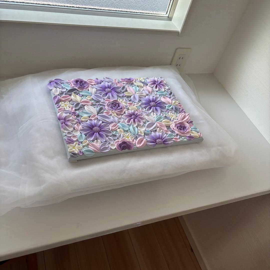 テクスチャーアート　花束　壁掛け　韓国　現代アート　インテリア　フラワーアート