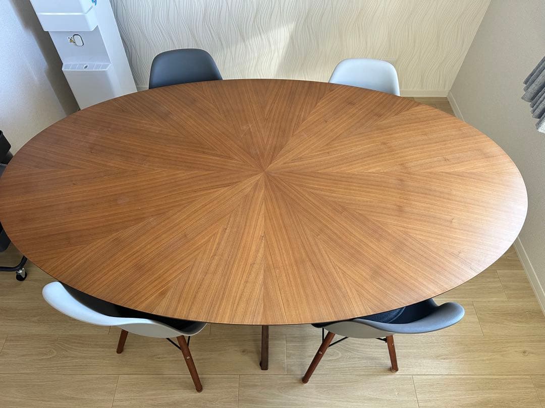 楕円形 木製ダイニングテーブルセット