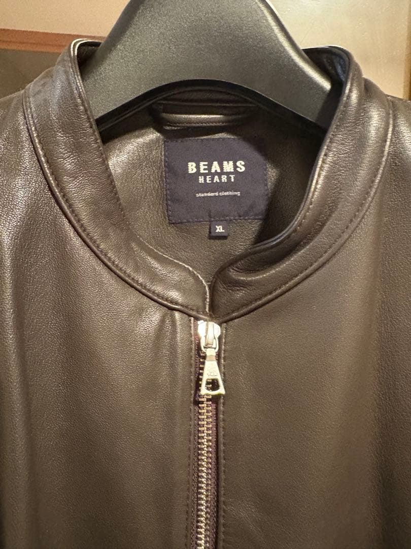 BEAMS HEART レザーシングルライダースジャケット XL