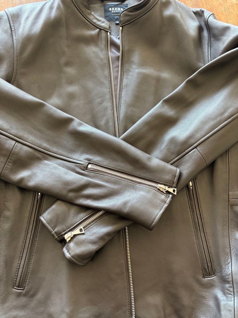 BEAMS HEART レザーシングルライダースジャケット XL