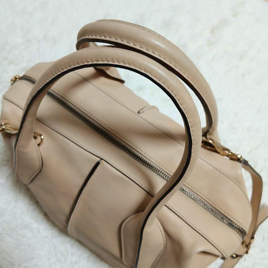 【TOD'S】 ２WAYハンドバッグ Dスタイリングミディアム レザー ベージュ