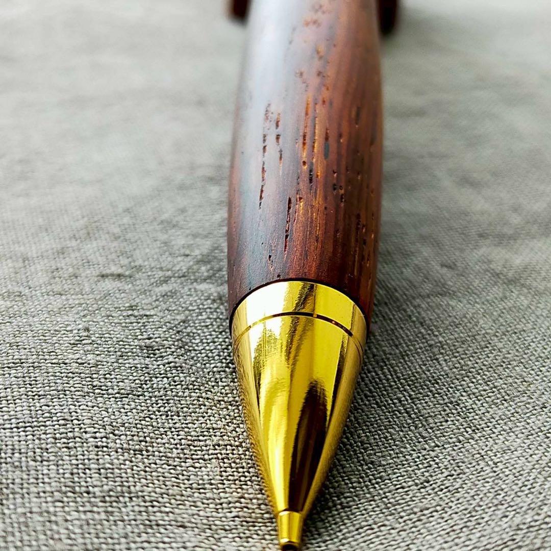 ココボロ　ハンドメイド　木軸シャープペン　0.5mm　天然木　ゴールド