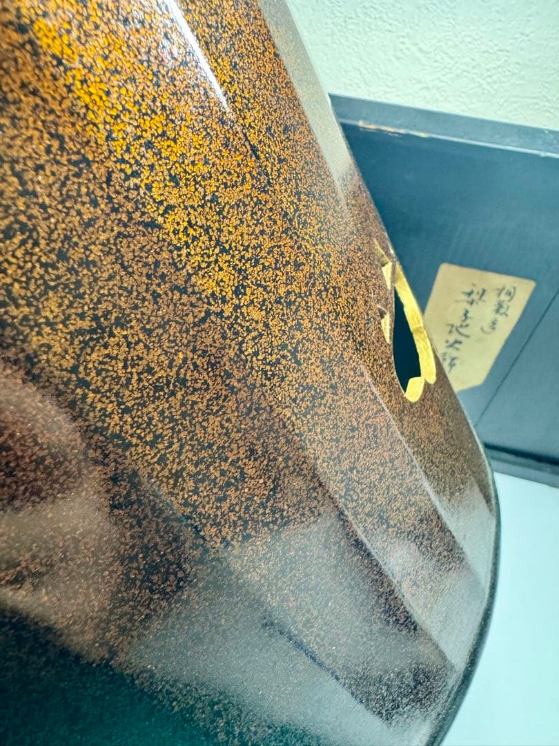 【由緒ある品】桐菊透　梨子地 木製 火鉢 銅製 落とし