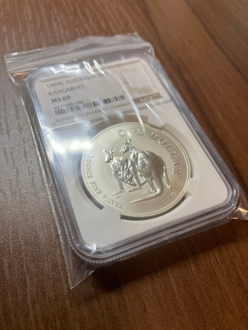 ★純銀 銀貨1990年 オーストラリア 1ドル 銀貨 カンガルー MS69 鑑定