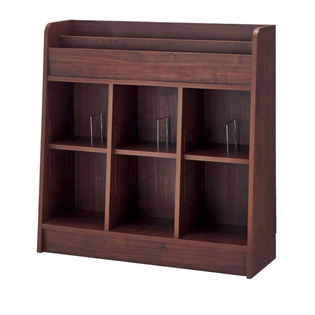 絵本棚　ベルメゾン　1cmピッチディスプレイ絵本本棚　ダークブラウン