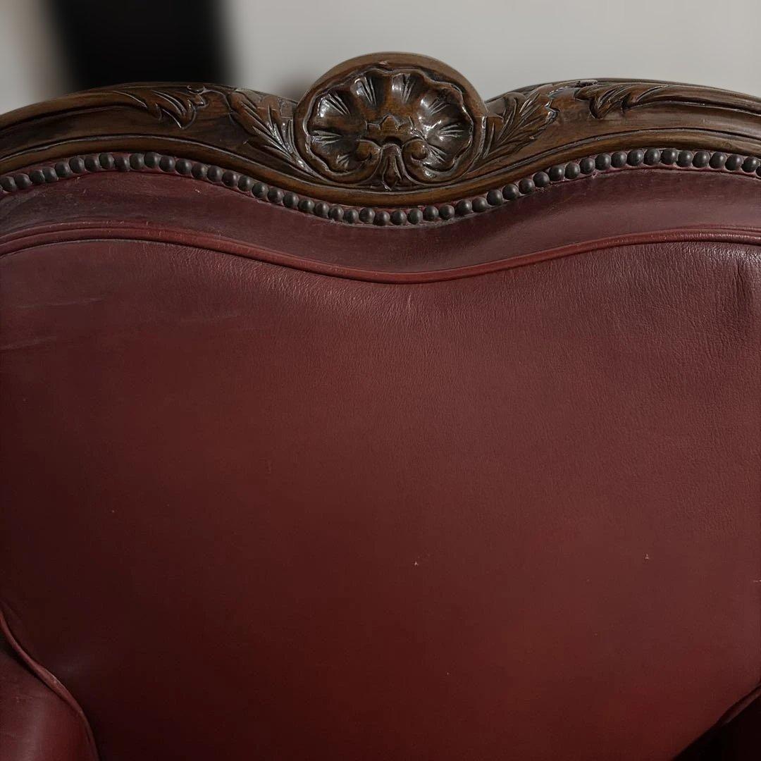 お値下げ　クラシック 赤 レザー アームチェア　1人掛け