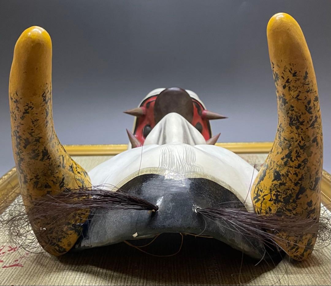 石見神楽面　石見神楽　石州和紙　在銘　作家作品　魔除け　健康長寿　Lw7613