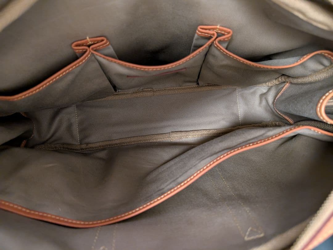 万双　ベージュキャンバスレザーキャリーケース