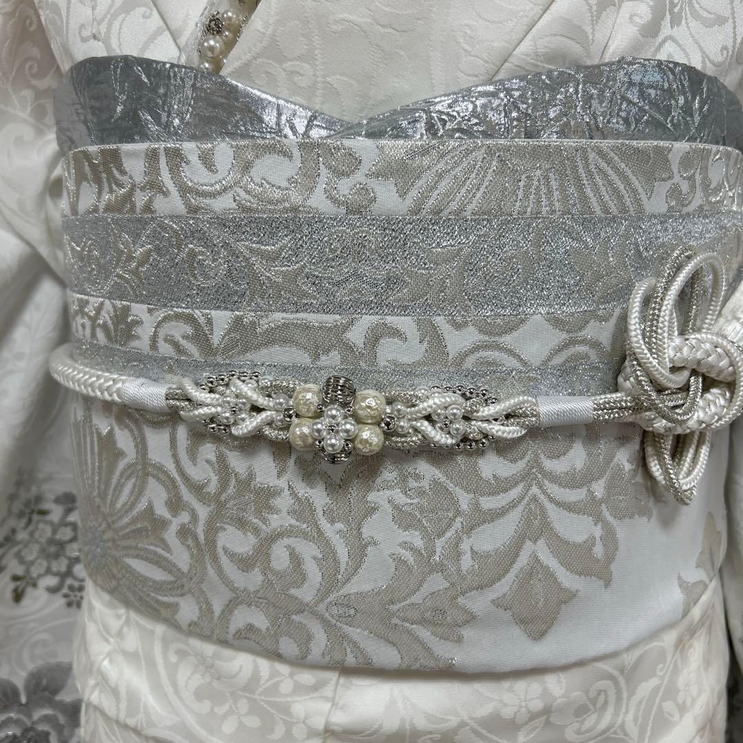 関芳　桂由美　白地薔薇シルバー振袖フルセット