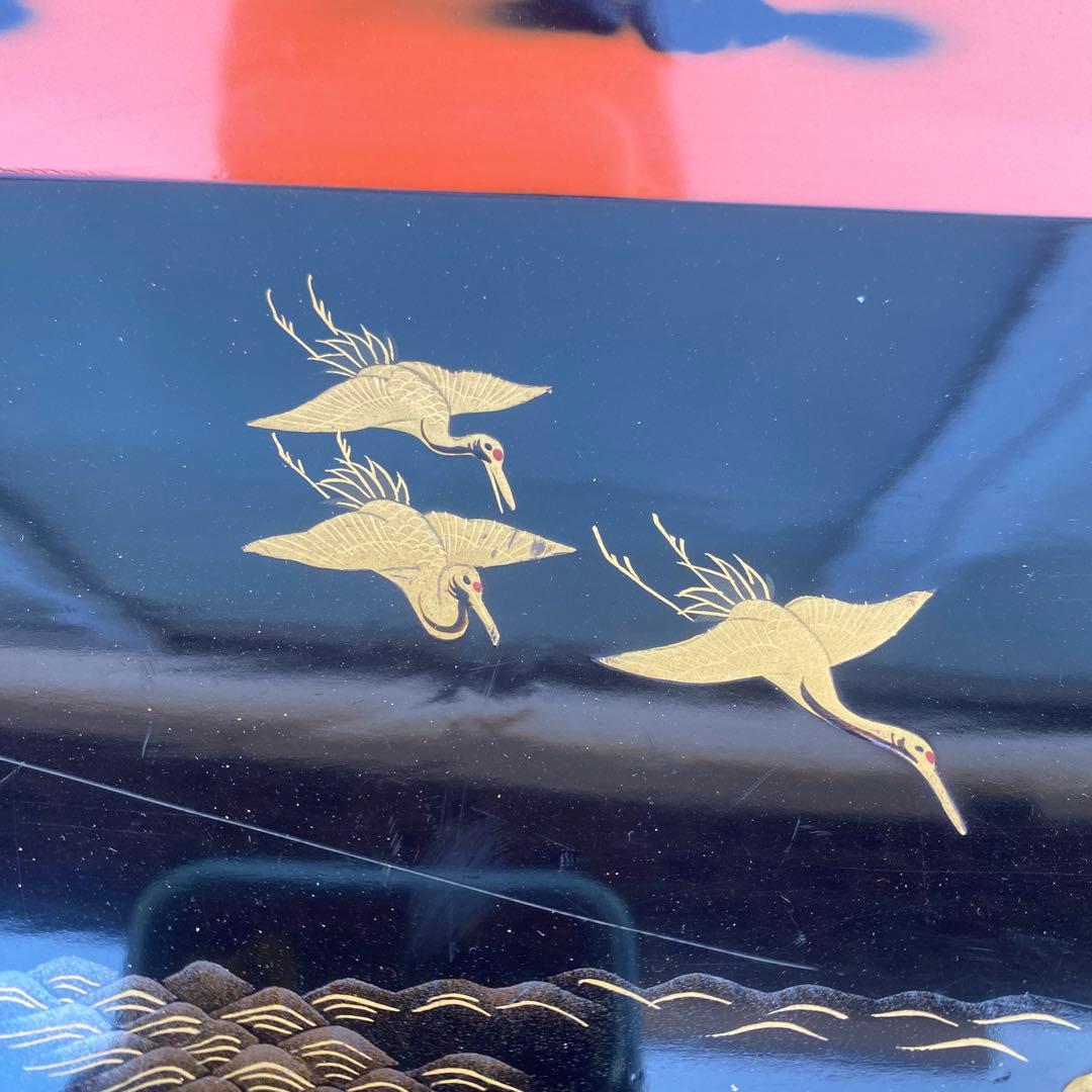 漆器盆セット 2枚 松鶴蒔絵　古美術　アンティーク