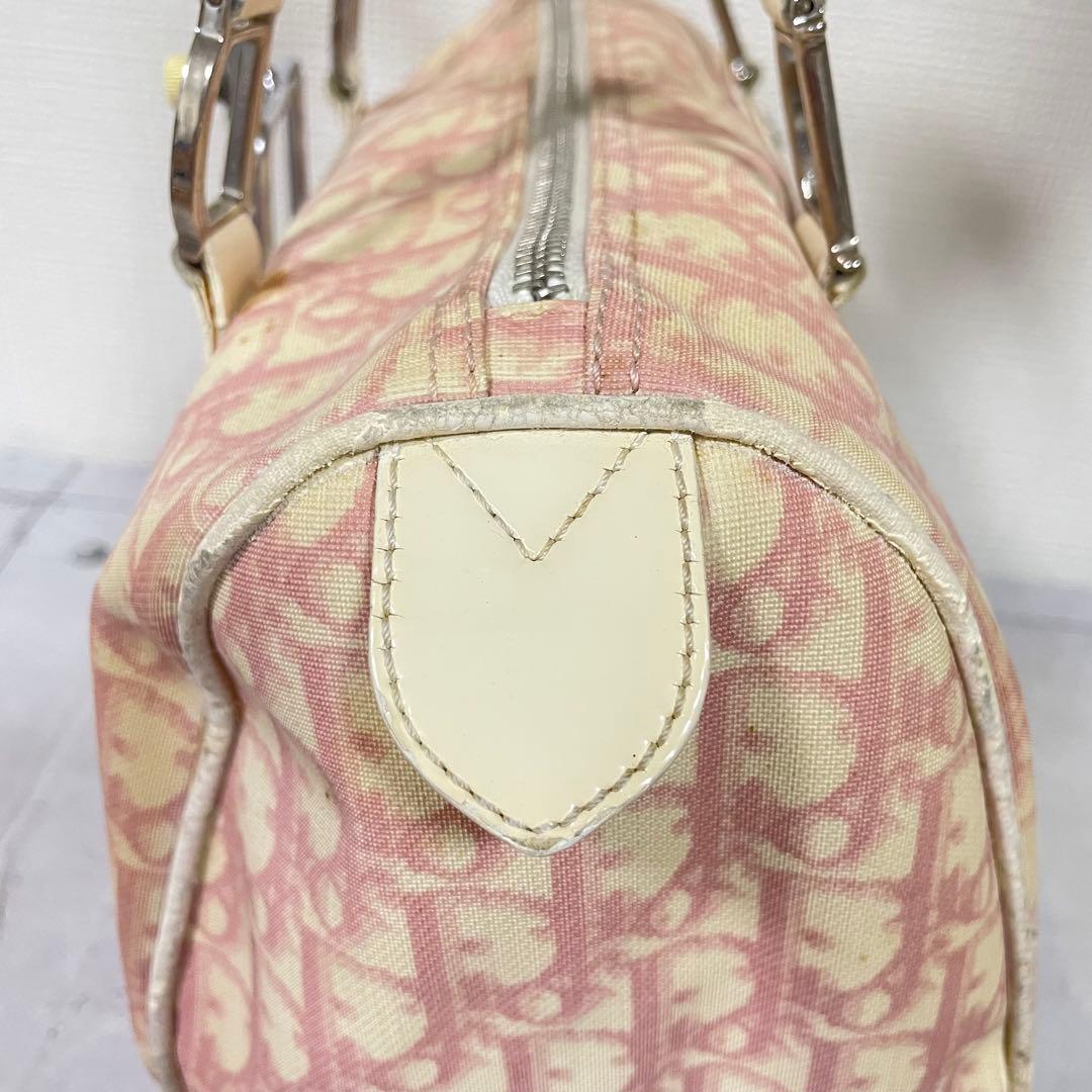ディオール Dior ミニボストンバッグ トロッター柄 ホワイト ピンク　総柄