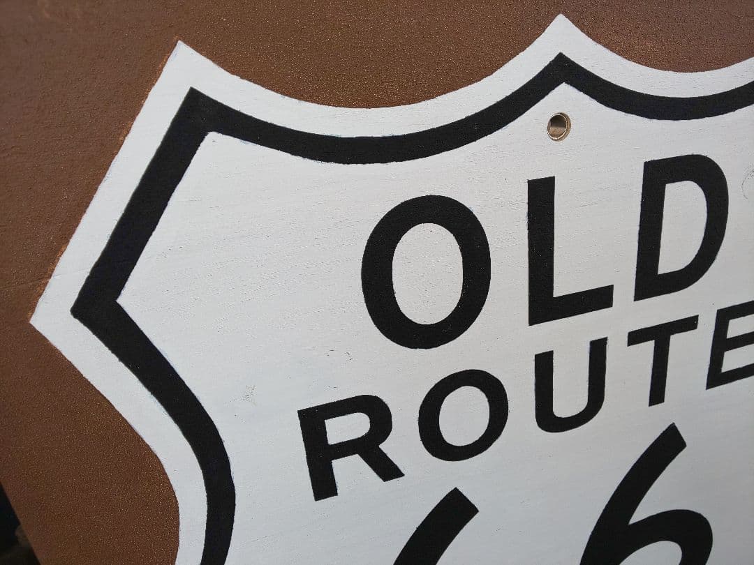 【ハンドメイド】木製ロードサイン ルート66 アメリカ 道路標識 木製看板