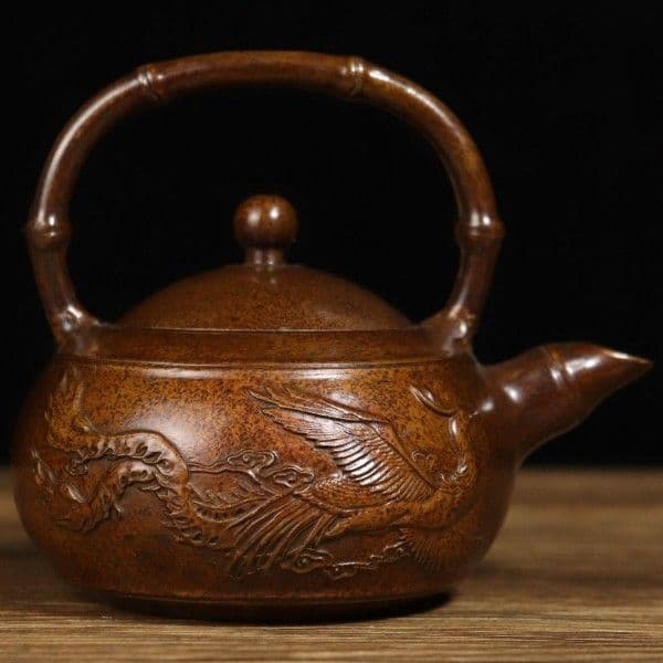 銅龍鳳徳利 茶壺 茶器 茶道具 煎茶道具 装飾品 工芸品 置物