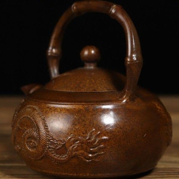 銅龍鳳徳利 茶壺 茶器 茶道具 煎茶道具 装飾品 工芸品 置物