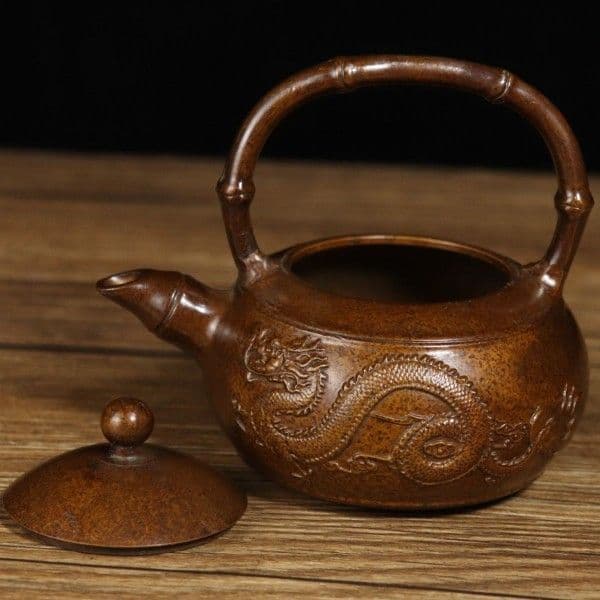 銅龍鳳徳利 茶壺 茶器 茶道具 煎茶道具 装飾品 工芸品 置物