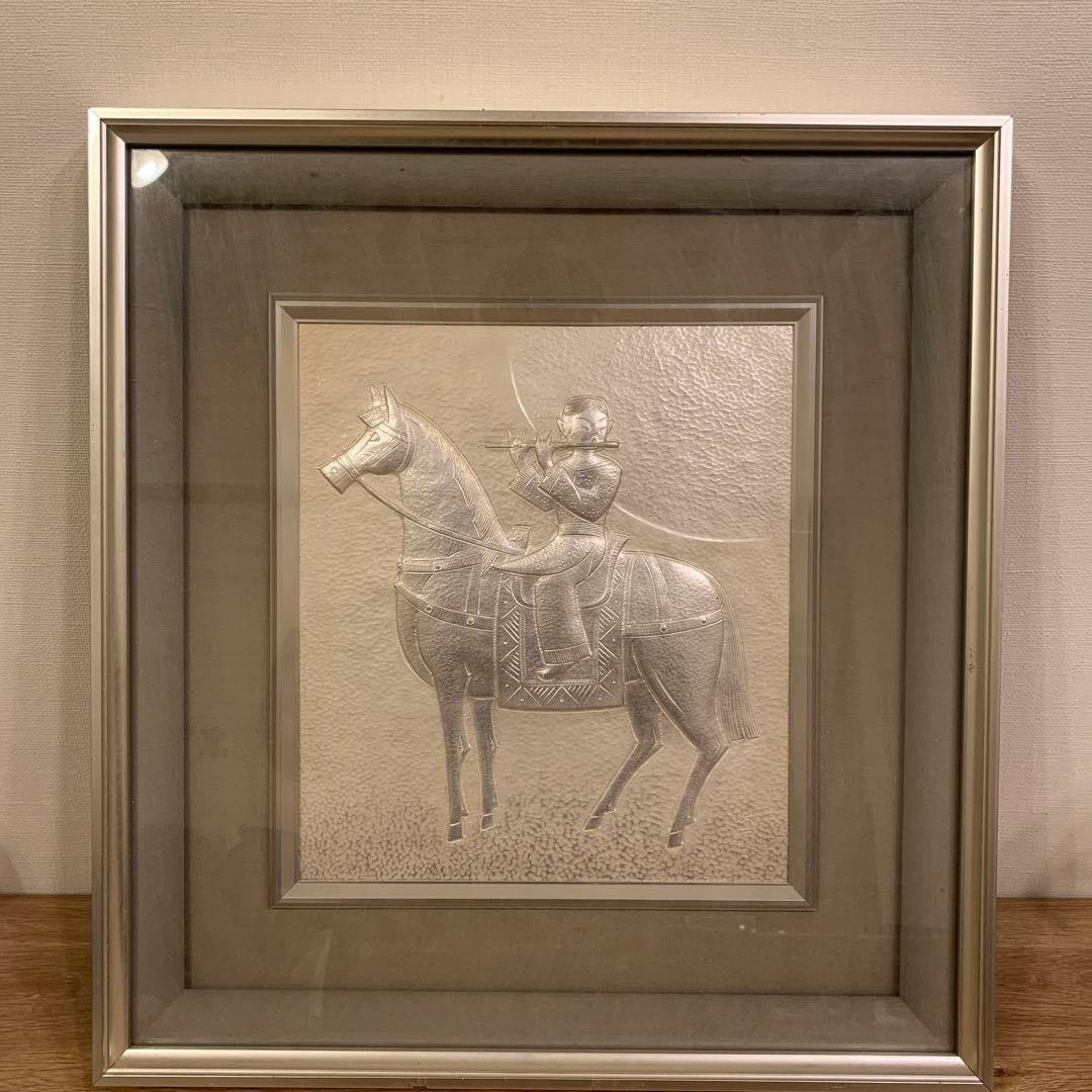 アンティーク　人間国宝・金森映井智作品　パネル額／静韻　500限定