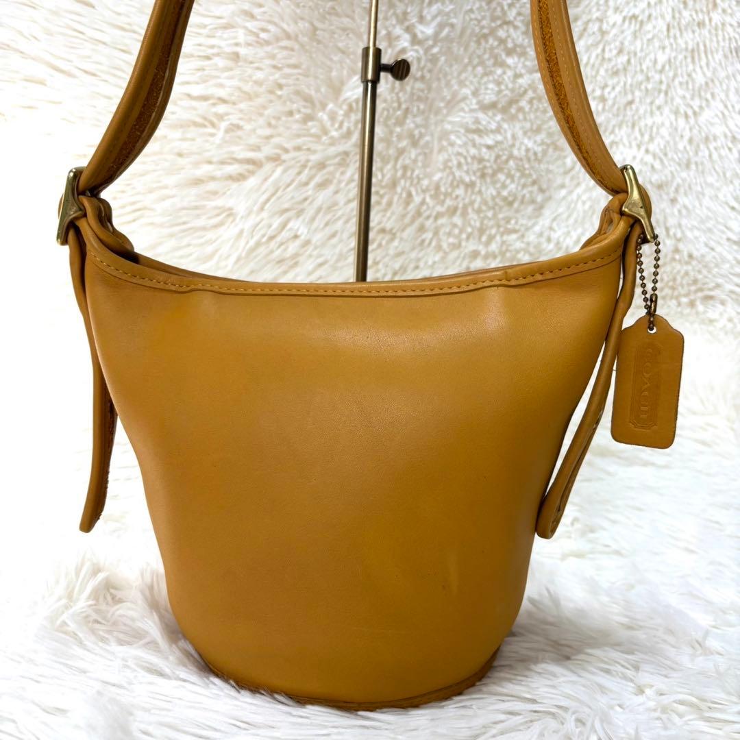 【美品】オールドコーチ　ショルダーバッグ　イエロー　レザー　9019　希少カラー