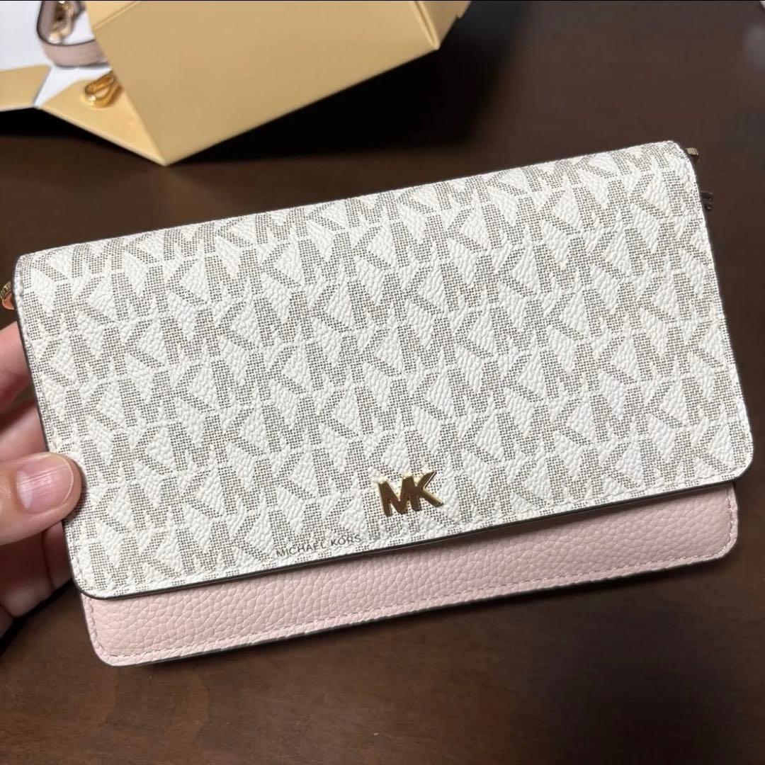 MICHAEL KORS 二つ折り2way財布 ベージュ/ピンク
