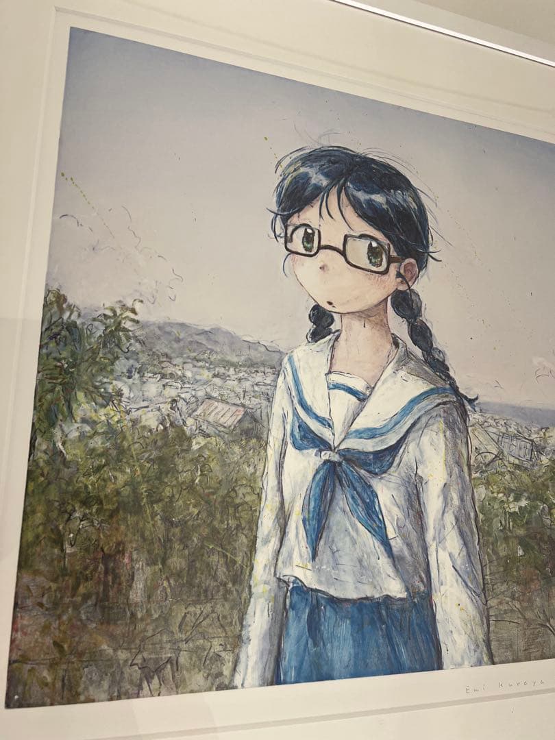 【くらやえみ】海の見えるまち　サイン入り版画【カイカイキキ】