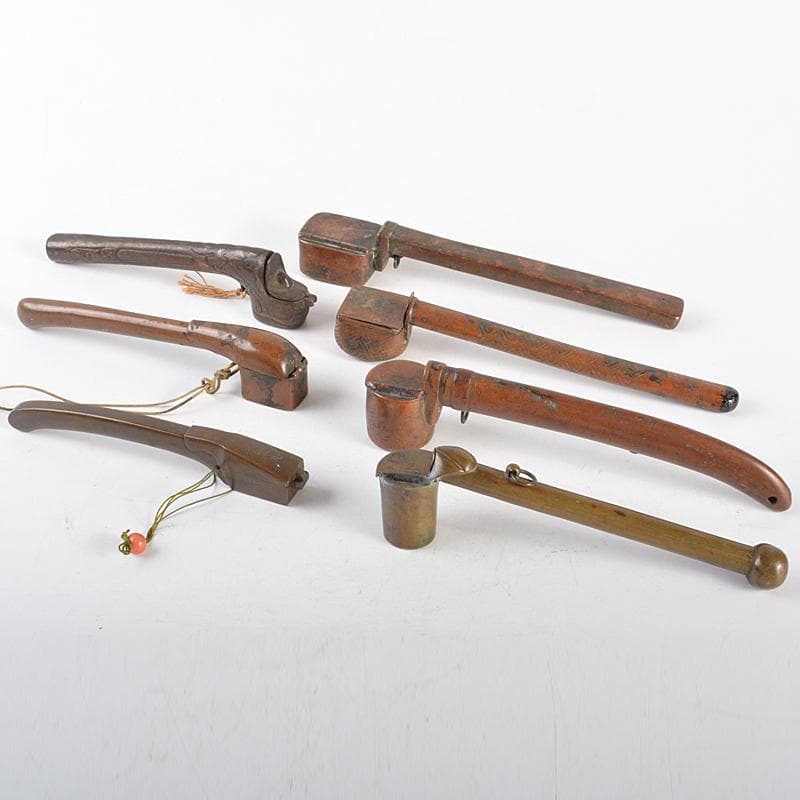 時代提げ物　書道具　古銅　矢立　15点まとめて　F　R7308