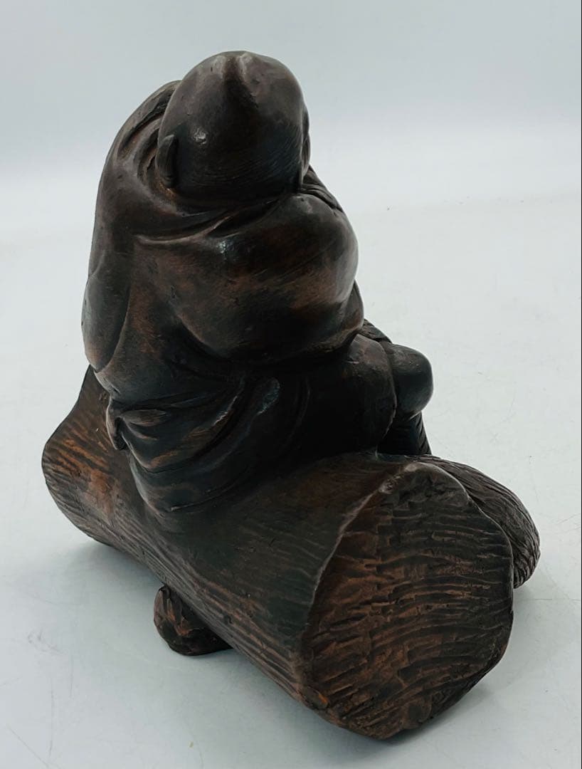 【58】▲明治時代　備前焼　古木で休む農夫像　希少　珍品▲